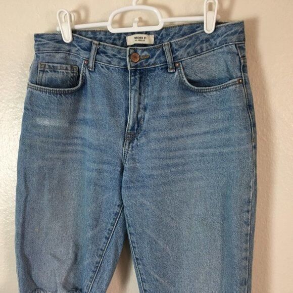 Forever 21 Jeans Blue Denim Women’s Size 28 Mid Rise Cropped Ankle 30x26.5 - Picture 8 of 8